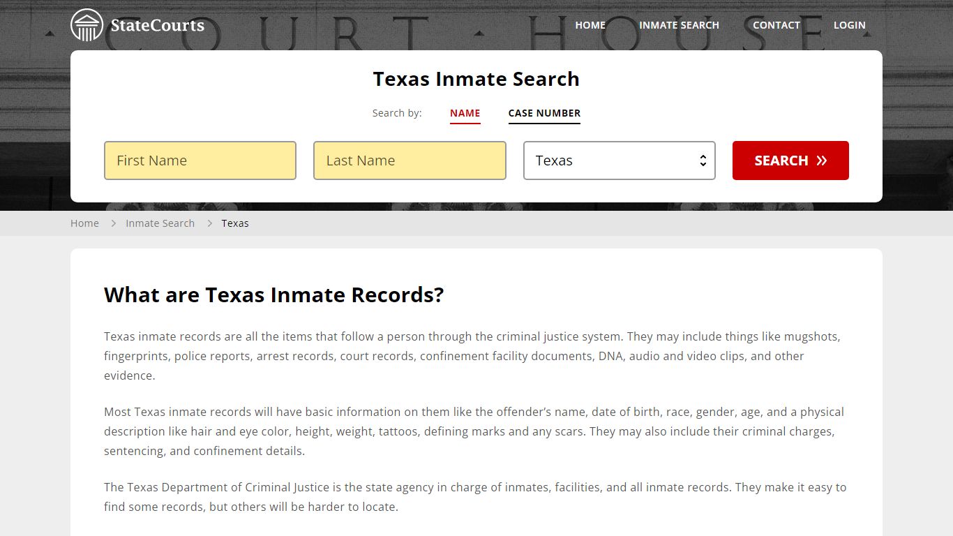 Texas Inmate Search, Prison and Jail Information - StateCourts